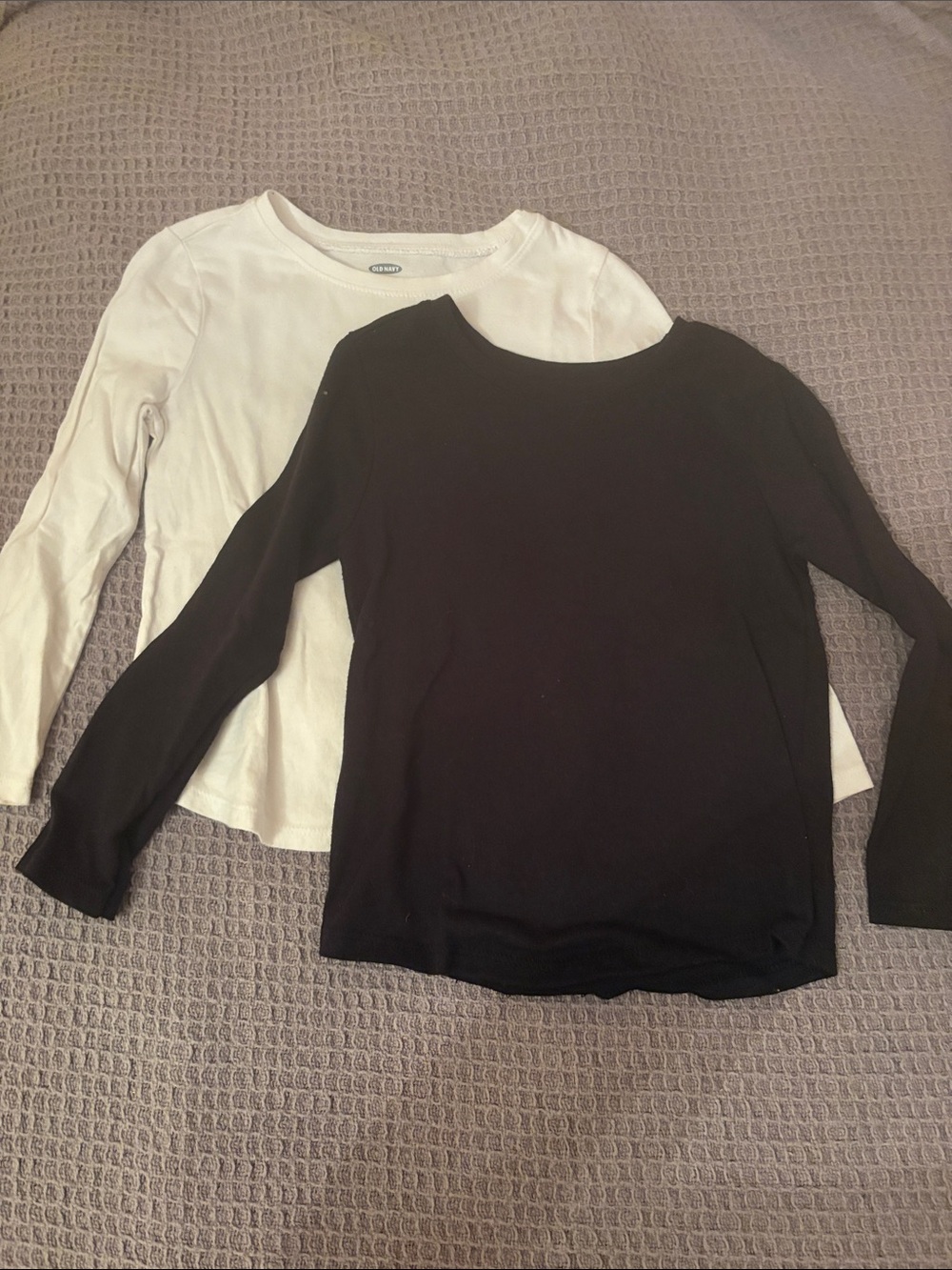 Girls' Long Sleeve Crewneck Tops - White and Black